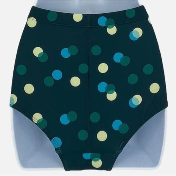 Bikini Bottom High Waist with Polka dots in Blue Green Bottom Only Size Medium - Picture 5 of 8